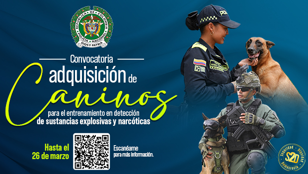 Convocatoria adquisici&oacute;n de caninos para el entrenamientro en detecci&oacute;n de sustancias explosivas y narc&oacute;ticas