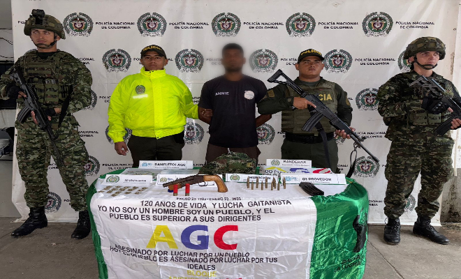 Capturado en El Banco, presunto colaborador del clan del golfo con arma, municiones y panfletos