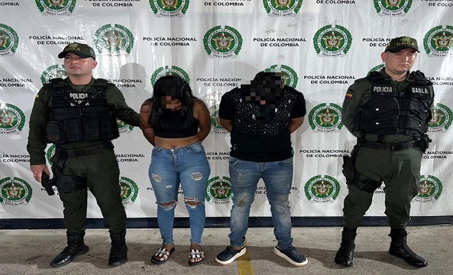 Capturados “Maicol” y “La India” cuando recibían dinero producto de la extorsión.