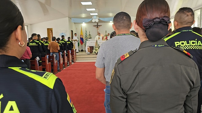 Acto religioso, pedimos la bendición y protección a la patrona de los conductores