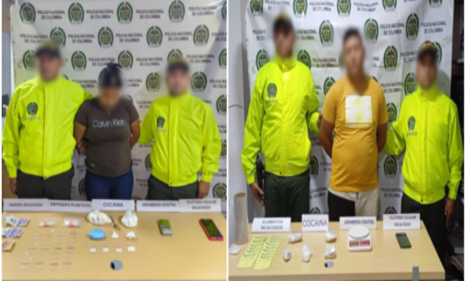 Dos personas fueron capturadas en el municipio de Sincelejo por unidades de investigación criminal por el delito de fabricación y porte de estupefacientes presuntamente al servicio del Clan del Golfo.