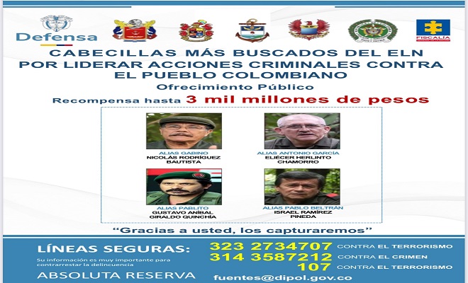 Cabecillas mas buscados del ELN