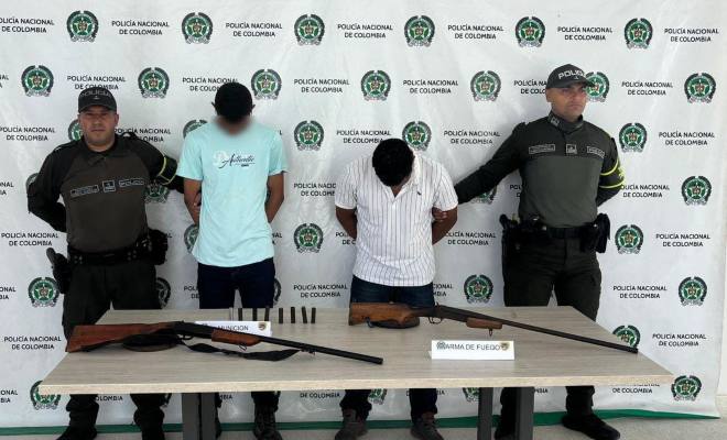 Capturados dos hombres en Cesar por portar armas de fuego de manera ilegal
