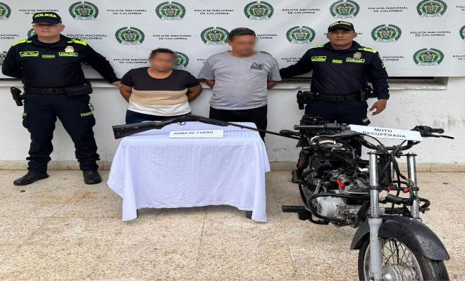 Capturadas dos personas en Gamarra por porte ilegal de arma y motocicleta robada