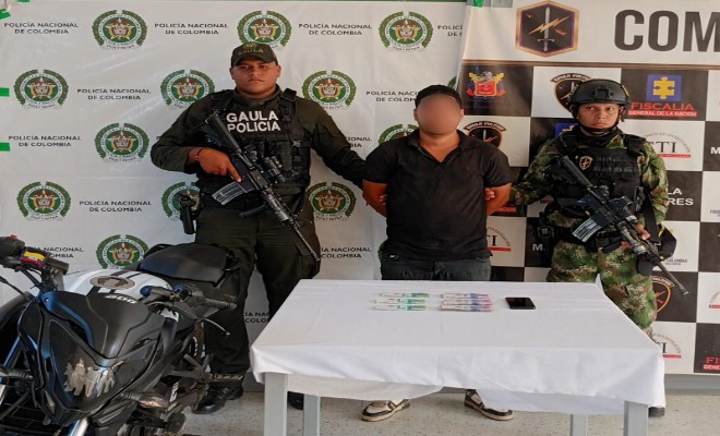 Capturan en flagrancia a presunto extorsionista en Astrea, Cesar