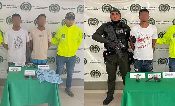 Cinco personas capturadas y tres armas de fuego incautadas