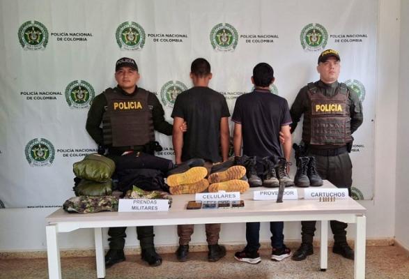Dos personas fueron capturadas por transportar de manera ilegal elementos de uso privativo militar 