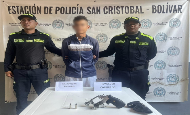 Fue capturado alias 'Mini' con un revólver calibre 38 al norte de Bolívar
