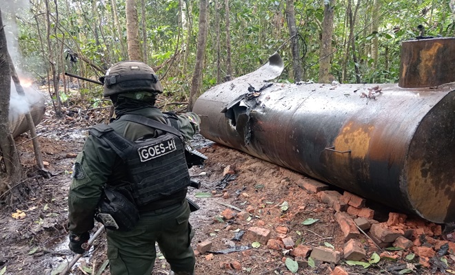 Policía Nacional logró la inhabilitación de una refinería clandestina.