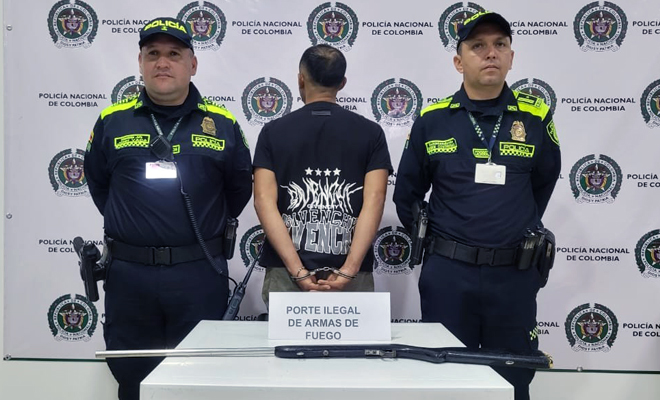 La Policía Nacional capturó un hombre por el delito de porte de armas de fuego en el Aeropuerto Vanguardia de Villavicencio