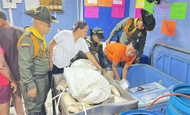 La Policía Nacional realiza operativos de control en la plaza más grande de pescado