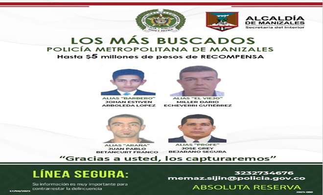 Manizales activa recompensa