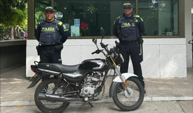 Motocicleta recuperada en el barrio La Victoria