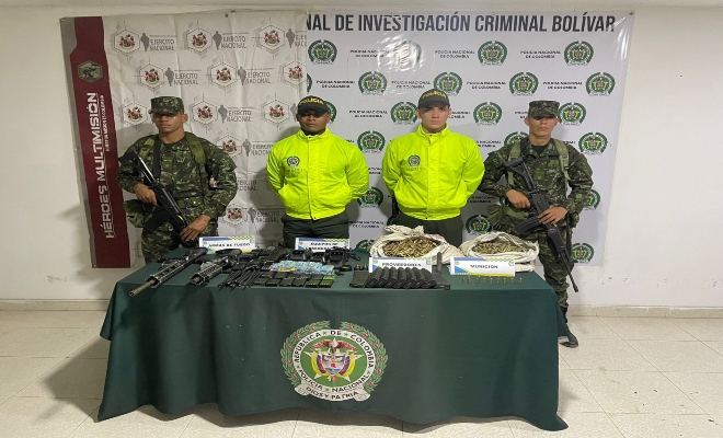 Un operativo de la Policía Nacional en Bolívar, a través de la Seccional de Investigación Criminal, en conjunto con tropas del Ejército Nacional, logró incautar un importante arsenal de guerra