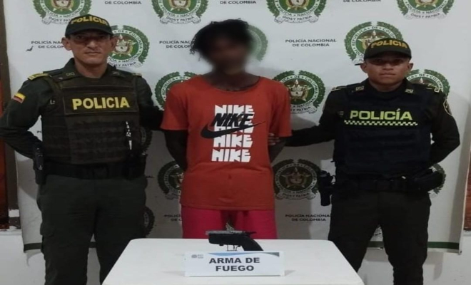 En Bolívar, fue capturado alias 'Campanita' por porte ilegal de arma de fuego