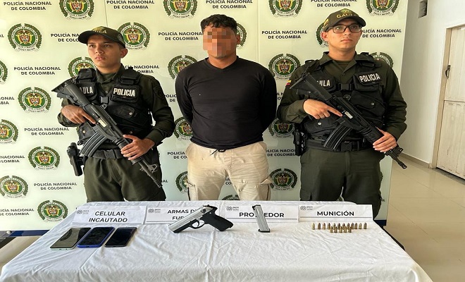 Capturado por el delito de porte ilegal de arma de fuego
