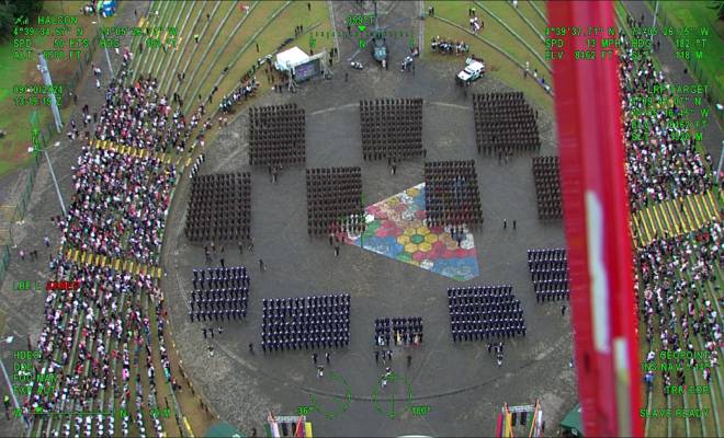 Vista de dron durante ceremonia de ascenso 2024