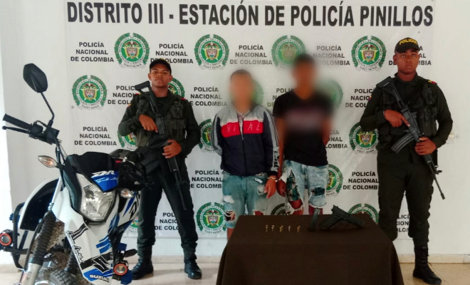 Dos capturados por el delito de porte ilegal de arma de fuego en Pinillos