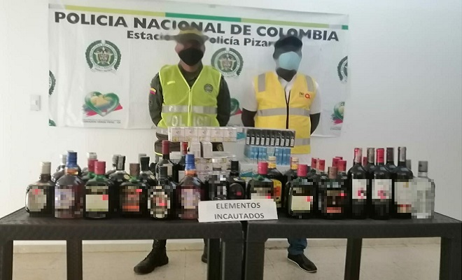 En articulación con renta departamental incautamos cigarrillos y licor de contrabando en Pizarro Chocó
