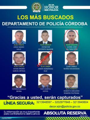 En Montelíbano cayeron Galleta Martín y Negro Alex, presuntos integrantes de las AGC