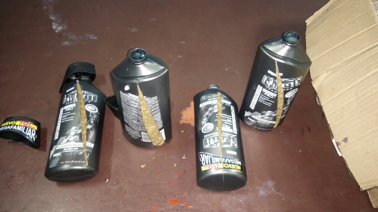 En frascos de shampoo hallamos 1886 gramos de marihuana