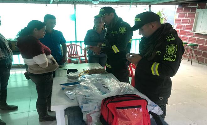 Instrucción de elementos de primeros auxilios que contiene el Botiquín