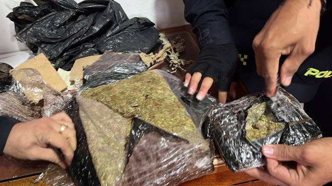 Marihuana tipo creepy envuelta en bolsas transparentes