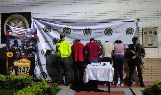 cuatro personas capturadas por el delito de homicidio, extorsión, concierto para delinquir