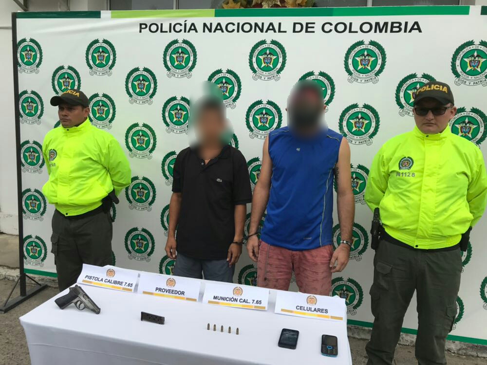 Dos capturados por el delito de homicidio, hurto y porte ilegal de armas de fuego