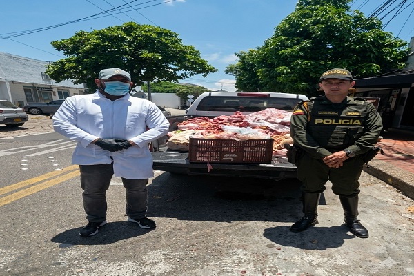 Policía de carabineros y funcionario Secretaría de Salud Municipal con la incautación de 569,7 kilogramos de producto cárnico 