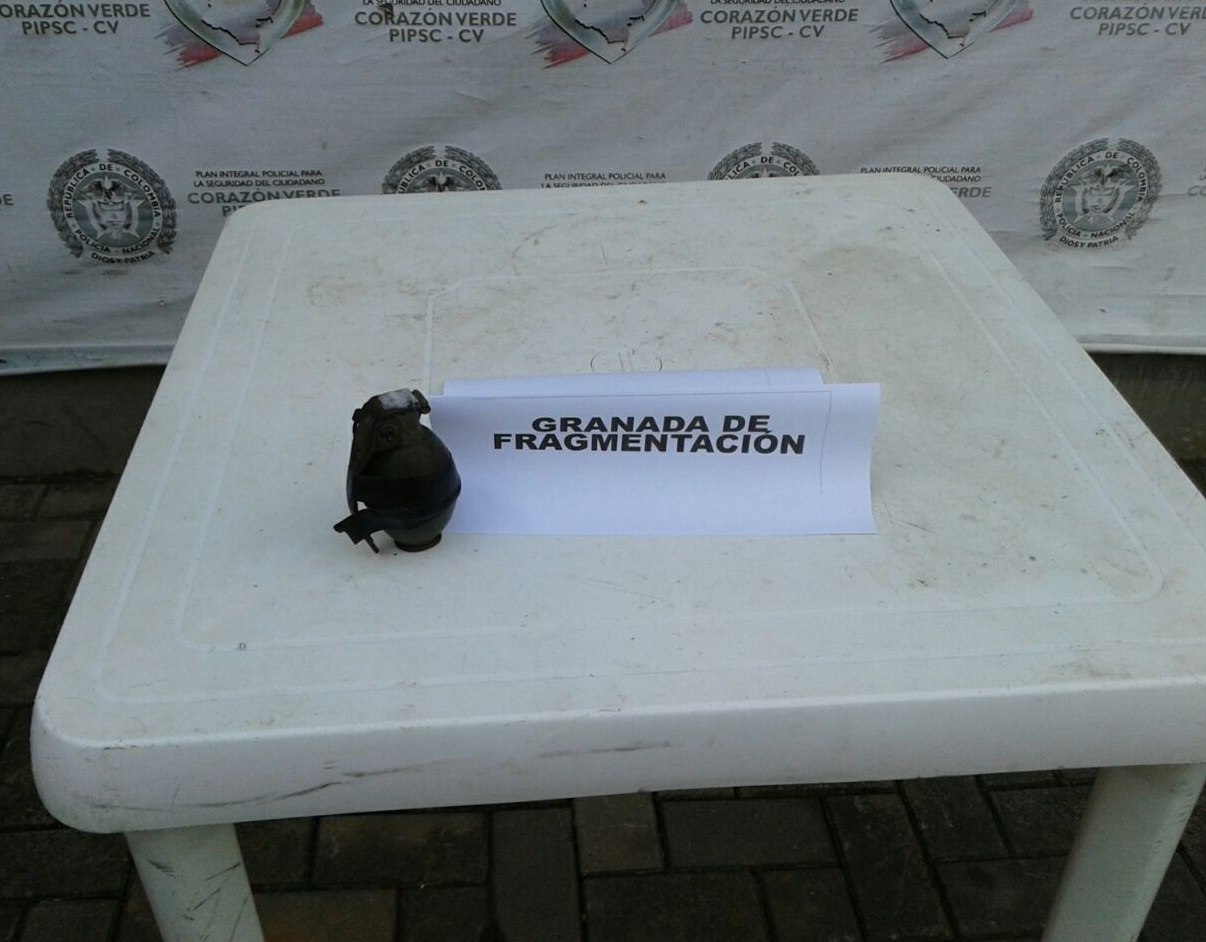 El elemento incautado (Granada), fue dejados a disposición de la Fiscalía 14 local del municipio de Montelíbano.