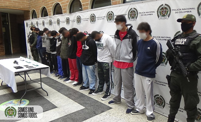 presentación de capturados 13 personas por grupos delincuenciales