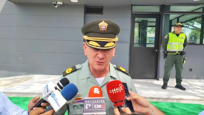 Rueda de prensa coronel, Edgar Flórez Cañas Comandante Departamento de Policía Bolívar
