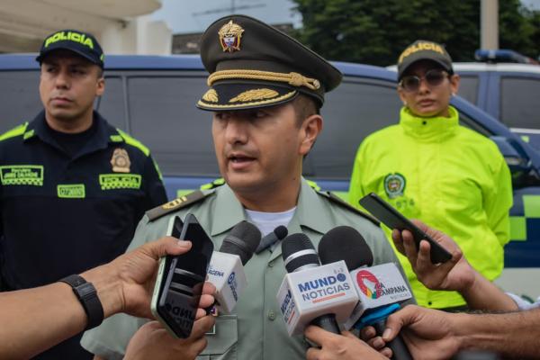 Rueda de prensa Cr Alejandro Reyes Ramírez Comandante Departamento de Policía Bolívar