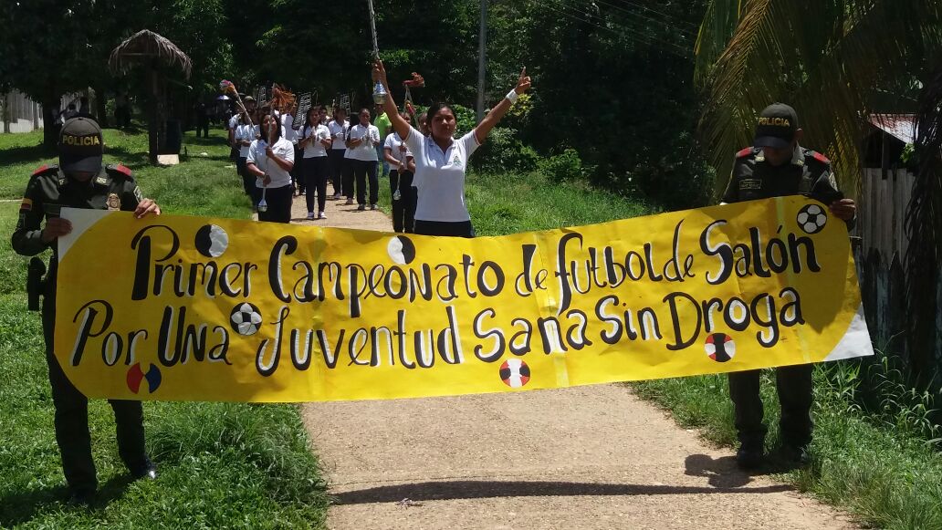 Policía Nacional rechaza las drogas ilícitas a través del deporte. 