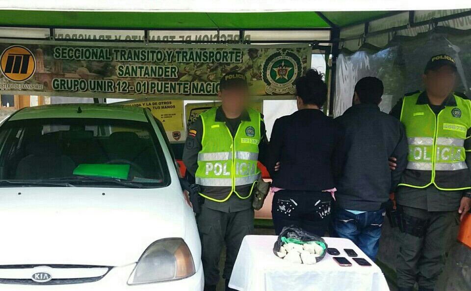 Incautación de clorhidrato de cocaína policía de Santander