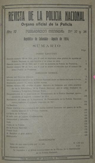 Revista Policía Nacional edición Nro. 37 y 38 Primera época
